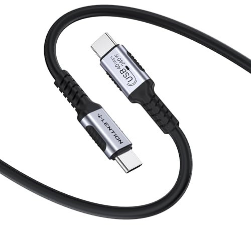 LENTION Cable Thunderbolt 4, USB C a USB C Cable con 40Gbps Transferencia de Datos y 240W Carga, Soporte 8K@60Hz/4K@120Hz, para MacBook Pro, iPhone 16, iPad Pro, Hub, Docking Station (1.2m, Gris)