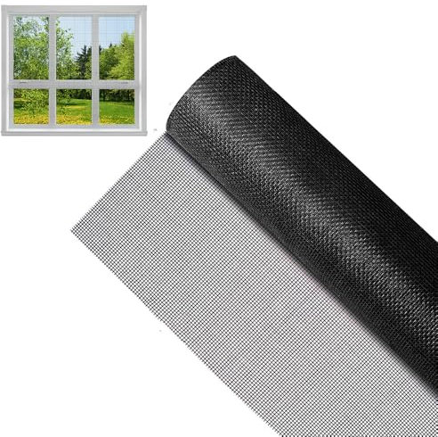 Riisoyu Fliegengitter Meterware, 120 x 250 cm Insektenschutz Fliegengitter Insektenschutz Fenster Mesh Fenster Fliegengitter Zuschneidbares Ersatznetz für Fenster, Dachfenster, Balkontür (Schwarz)