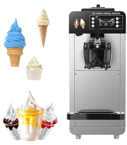 PPLDABNK Sorbetière Professionnelle 6 L – 70 Portions/Heure, 850 W, Mono-tête, 5 Cornets, Utilisation Continue, Affichage LED Et Nettoyage Automatique, pour Restaurants, Pâtisseries Et Cafés,6L