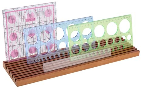 PH PandaHall 9-Slot hölzerne Quilting Lineal Organizer, Linealhalter Aufbewahrungsregal Linealständer für Quilting Rulers 4mm Grid Ruler Holder für Home Sewing Accessoires und Zubehör 38x10cm