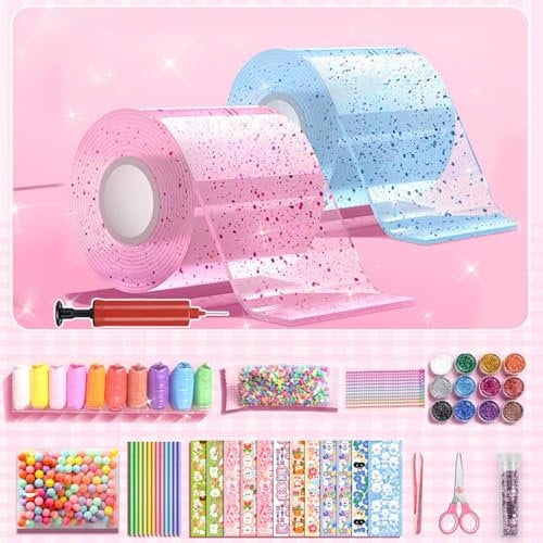 Nano Tape Bubbles Set, 56 Stück Doppelseitiges Klebeband Set für Blow Bubbles, DIY Bubble Tape Nano Klebeband mit 2 Rollen Nanoband Doppelseitig für Kinder Jungen Mädchen
