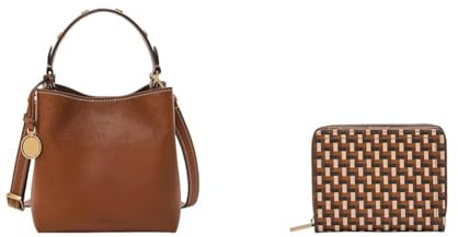 Fossil Damen Jessie Braune Ledertasche und Logan Portemonnaie, Set