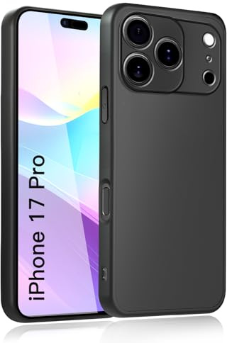 wsiiroon Handyhülle für iPhone 17 Pro Hülle, Stoßfest Kratzfest, Fingerabdruck, Anti-Rutsch Fallschutz Schutzhülle, Anti-Öl, Unterstützt kabelloses Laden für iPhone 17 Pro Case (Schwarz)