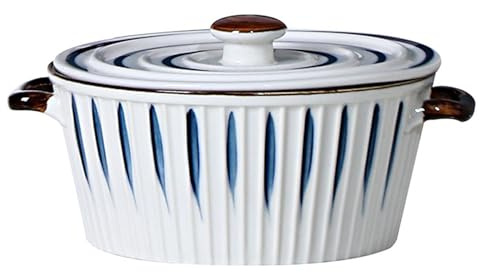 LZTET Suppenterrine,Keramik-Terrine Mit Deckel,HitzebestäNdig,Mikrowellengeeignet,Ideal FüR Partys,Familienessen Und Ofengerichte(White)