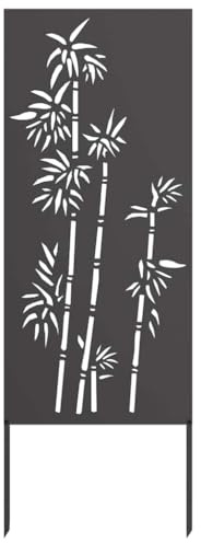 Tomostar Plaque de Jardin en Métal, Plaque Décorative Panneau Décoration de Jardin Floral Noir 50 x 140 cm