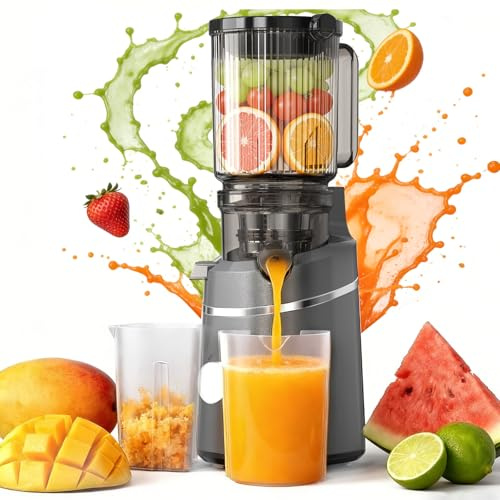 Estrattore Frutta e Verdura, 130MM 250W Centrifuga Frutta e Verdura, 1L Estrattore di Succo a Freddo Juicer Machine Ideale per Famiglia e Colazione, Facile da Pulire, Senza BPA, Nero