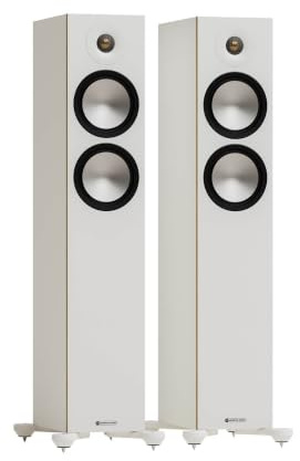 Monitor Audio Bronze 300 7G Standlautsprecher, Dual 6-Zoll-Treiber, für Heimkino, 2-K-Audio, Gaming und Wohnzimmerunterhaltung, Weiß (Paar)