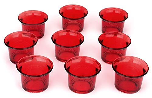 NoNa 4,5 cm Teelicht-Gläser - Neun im Set - ROT - Teelichtglas Kerzenglas Kerzengläser Teelichthalter