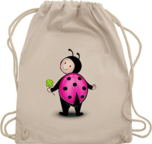 Turnbeutel Rucksack - Marienkäfer - Kindergarten Fasching Karneval Kinder - Unisize - Naturweiß - sportbeutel stoff kindergartenkinder beutel wurfmaterial karnelval turnsackerl mädchen