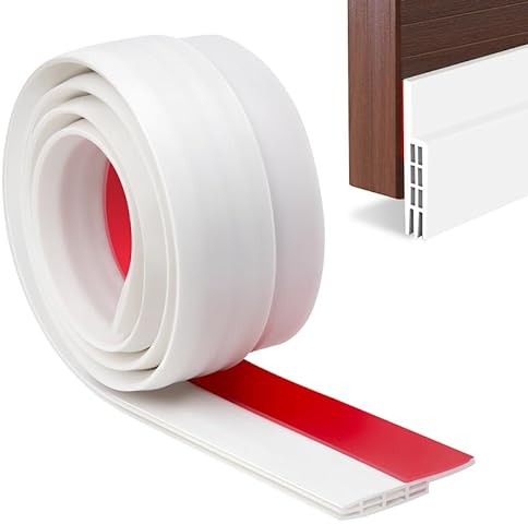 YOUSHARES Porte Bas Joint Strip - Autocollant sous Porte Coupe-Bise, Bande d'Etanchéité en Silicone Souple Adhésif Imperméable à l'eau Isolement Anti-Bruit, Anti-Bug (Blanc)