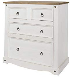 Core Products, Corona White 2+2 Drawer Chest with Natural Pine Top