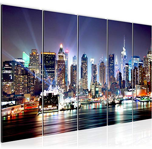 Runa Art Bild New York City Wandbilder auf Vlies Leinwand 5 Teilig Wanddekoration Wohnzimmer Büro 605556a