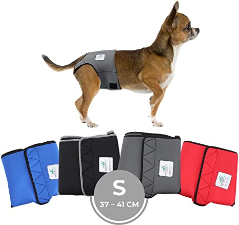 Nature Pet Hunde-Läufigkeitshose für Hündinnen - Hundewindel für Rüden - Kein lästiges Einfädeln der Rute - Inkontinenz Hundehöschen (S-Grau)