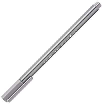 STAEDTLER 334-86 Fineliner triplus (ergonomische Dreikantform, hohe Qualität, superfeine Spitze, Linienbreite 0,3 mm, Set mit 10 Stück) steingrau