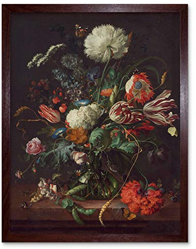 Wee Blue Coo Jan Davidsz De Heem Dutch Vase Flowers Botany Art Print Framed Poster Wall Decor Kunstdruck Poster Wand-Dekor-12X16 Zoll