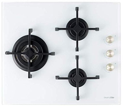 Universal Blue - MAIA W-PLUS Placa de gas cristal blanco con 3 zonas de cocción