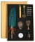 Pluma estilográfica de pluma estilográfica, 5 puntas, color dorado con caja de regalo gris oscuro