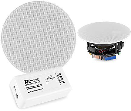 Power Dynamics Bluetooth Ceiling Speakers System with Low Profile 2-Way Speakers and Wireless Bluetooth Amplifier Kit - Home Audio Solution for Kitchen, Bathroom and Recessed Installation FCS5