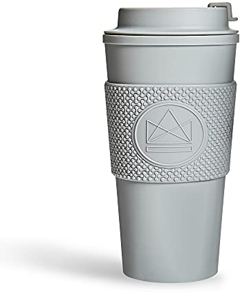 Neon Kactus Insulated Coffee Cup | Reusable Coffee Cup with Silicone Seal & Sleeve | Leakproof Travel Mug for Hot and Cold Drinks | Double Walled, Food Grade, Dishwasher-Safe | Forever Young, 16oz