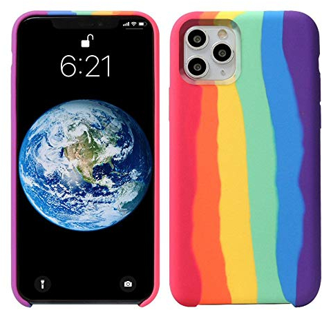 fonefunshop For iPhone 11 Pro - Gay Pride Rainbow Multicoloured Liquid Silicone Cover Case