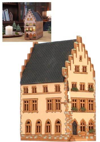 Midene Keramik Art Teelichthalter Raumdekoration Handgefertigtes Sammlerstück Miniatur Lichthaus Romer, Frankfurt, Deutschland E217-1