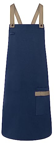 Karlowsky LS 38 PASSION Latzschürze URBAN-LOOK mit Kreuzbändern und Tasche, 65% Polyester/35% Baumwolle, Einheitsgröße, 85cm Länge, 70cm Breite, Stahlblau