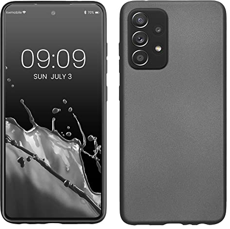 kwmobile Case kompatibel mit Samsung Galaxy A52 / A52 5G / A52s 5G Hülle - Schutzhülle aus Silikon metallisch schimmernd - Handyhülle Metallic Grau