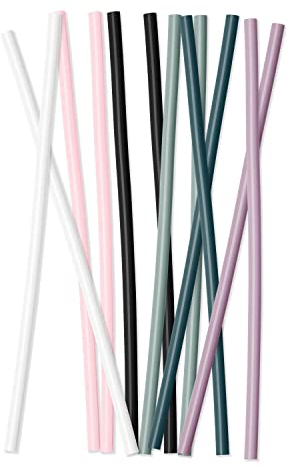 Simple Modern Wiederverwendbare Trinkhalme aus Kunststoff, BPA-frei und abfallreduzierender Strohhalm für Becher und Reisebecher, klassische Kollektion, 12 Stück, Sortiment 4