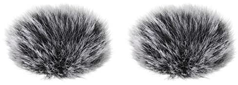 PATIKIL Furry Microphone Windscreen 6mm x 60mm Mic Cover Windshield for Indoor Outdoor Microphone Black White 2 Pack
