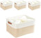 Mangata Faltbare Aufbewahrungskörbe,[4 Pack] Canvas-Stoff Aufbewahrungsbox für Spielzeug, Kleidung, Zuhause, Regale (Helles Khaki/weiß, XLarge)
