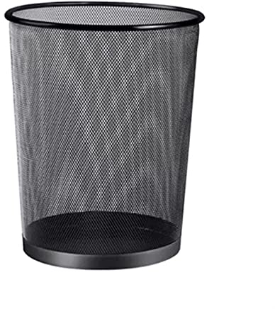 LUCBEI Papelera de Baño Cubo de Basura de Malla metálica de Gran Capacidad for el hogar de 9L/12L/18L, Cubo de Basura de Papel Ahuecado for Oficina Cubo de la Basura (Color : Negro, Size : 18l)