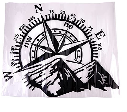 Adesivo bussola, 50 x 60 cm, bussola off road sport trail, grande bussola in vinile per auto o moto