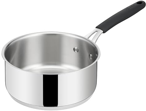 Lagostina Tempra Acier Casserole Fonda Manche Longue, Casserole Ø 16 cm en Acier Inoxydable 18/10 avec Fond Lagotherm et Manche Longue en Silicone