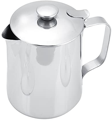 Akozon Café de Acero Inoxidable, Taza, Taza, Jarra para Espumar Leche, Jarra con Tapa para Latte Art, 2000 Ml, Art Office Kitchen, 2000 Ml (600ml)