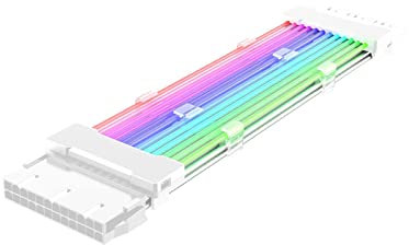 NeaxgeandX Extension RGB Cable PSU Extension Cable Set PCIe Cable for Computer PC White 24 PIN, White 24PIN, 26.5 x 5 cm