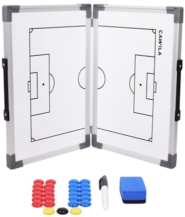 Cawila Taktiktafel Fussball, klappbar klappbar, 45 x 60cm, inkl. 27-teiliges Magnetset und Tasche