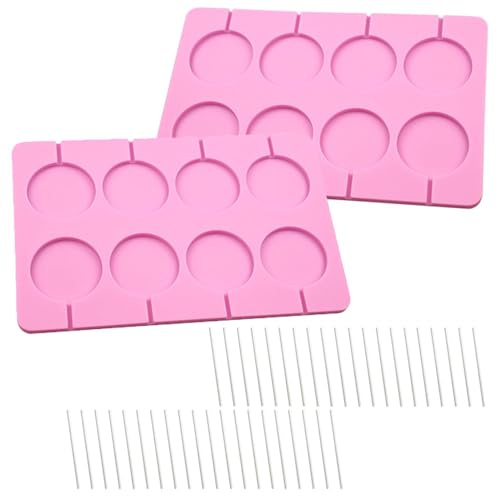 XUELIYUN Silicone Lollipop Mold - 8 Cavity Round Mould with 40 Sticks for Making Chocolate, Candy, Ice Cube Party