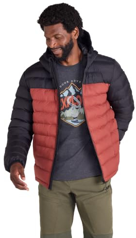 Mountain Warehouse Season Mens Padded Jacket - Water Resistant Puffer Coat, Lightweight, Warm, Lab Tested to -30C, Microfibre Filler - For Travelling, Walking Berry XS