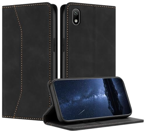 Mo-Beauty Hülle Kompatibel mit Huawei Y5 2019/Honor 8S, Handyhülle PU Leder Flip Wallet Klappbare Stoßfest Schutzhülle Magnet Kartenfach Ledertasche Klapphülle für Huawei Y5 2019/Honor 8S(Schwarz)