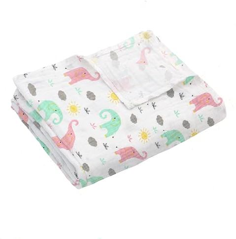 Musselin Babydecke Sommer für Babys Kinder dünne atmungsaktive Sommerdecke Puckdecke Baumwolle Mädchen Junge 110x150cm