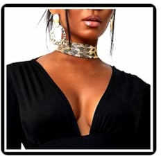 Dishowme Pailletten Choker Halskette breite Metall Pailletten Halsband Hip-Hop Punk Halskette Schmuck für Frauen Mädchen