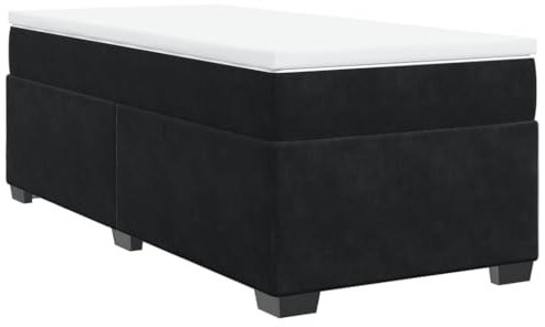 vidaXL Boxspringbett, Polsterbett Bett mit Matratze Matratzenauflage, Bettgestell mit Lattenrost, Einzelbett für Schlafzimmer, Schwarz 100x200cm Samt
