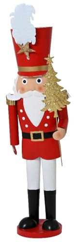 Magie di Natale Statuetta decorativa Soldatino schiaccianoci in metallo decorazione natalizia h 42 cm (grande)