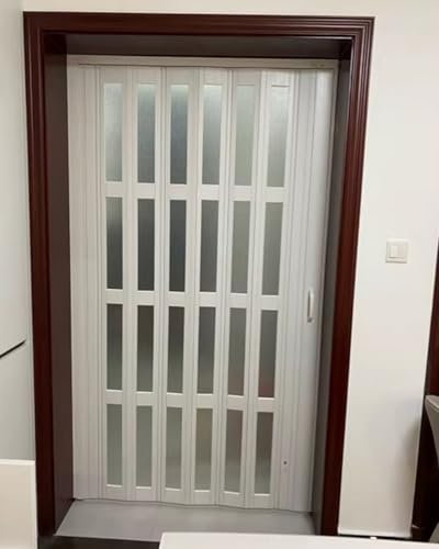 ENHEN Falttür Falttür Aus Aluminium und Acryl, Badezimmer, Schlafzimmer, Küche, Innenfalttüren, Schiebetür, Inkl. Montagezubehör(24x40in(61x101cm))