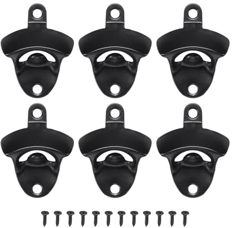 sourcing map 12Pcs Alloy Bottle Opener Wall Mounted, Vintage Beer Cap Opener with Screws Unique Gifts for Men Beer Lovers Bar Decoration Birthday Present, Black