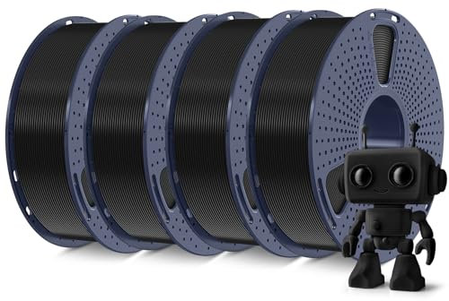 SUNLU 4KG High Speed PLA Meta Filament Bundle, PLA 3D Drucker Filament 1,75mm ±0,02mm, Robusteres Sauber Gewickeltes 3D Filament, Insgesamt 4kg, 1kg pro Spule, meta pla Schwarz