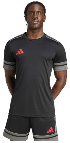 adidas Men's SQUADRA25 Jersey Short Sleeve, Black/Team Grey Four/Pure Ruby, L