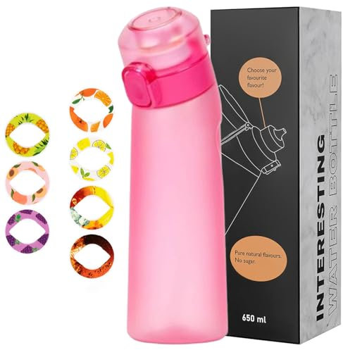 650ml Trinkflasche mit Geschmack, Luft Wasserflasche mit 7 Pods Zuckerfrei Trinkflasche BPA Frei Auslaufsicher Sport Trinkflasche, für Fahrrad Fitness Camping (G)