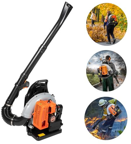 DIFU Souffleur Thermique 65ccm Souffleur à Essence 2 Temps Souffleur Feuille à Jardin 3,6 CV, 0.3m³/Sec, Portable Soufflage de Feuilles, déneigement, Extinction de Petits incendies