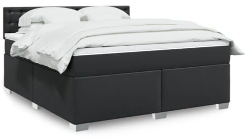 Lauuoeriau Furniture Item Home Boxspringbett mit Matratze Schwarz 180x200 cm Kunstleder Möbel